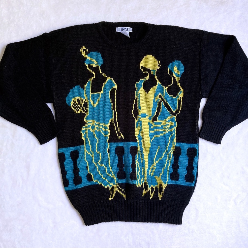 80s Vintage Art Deco Flapper Pullover Sweater